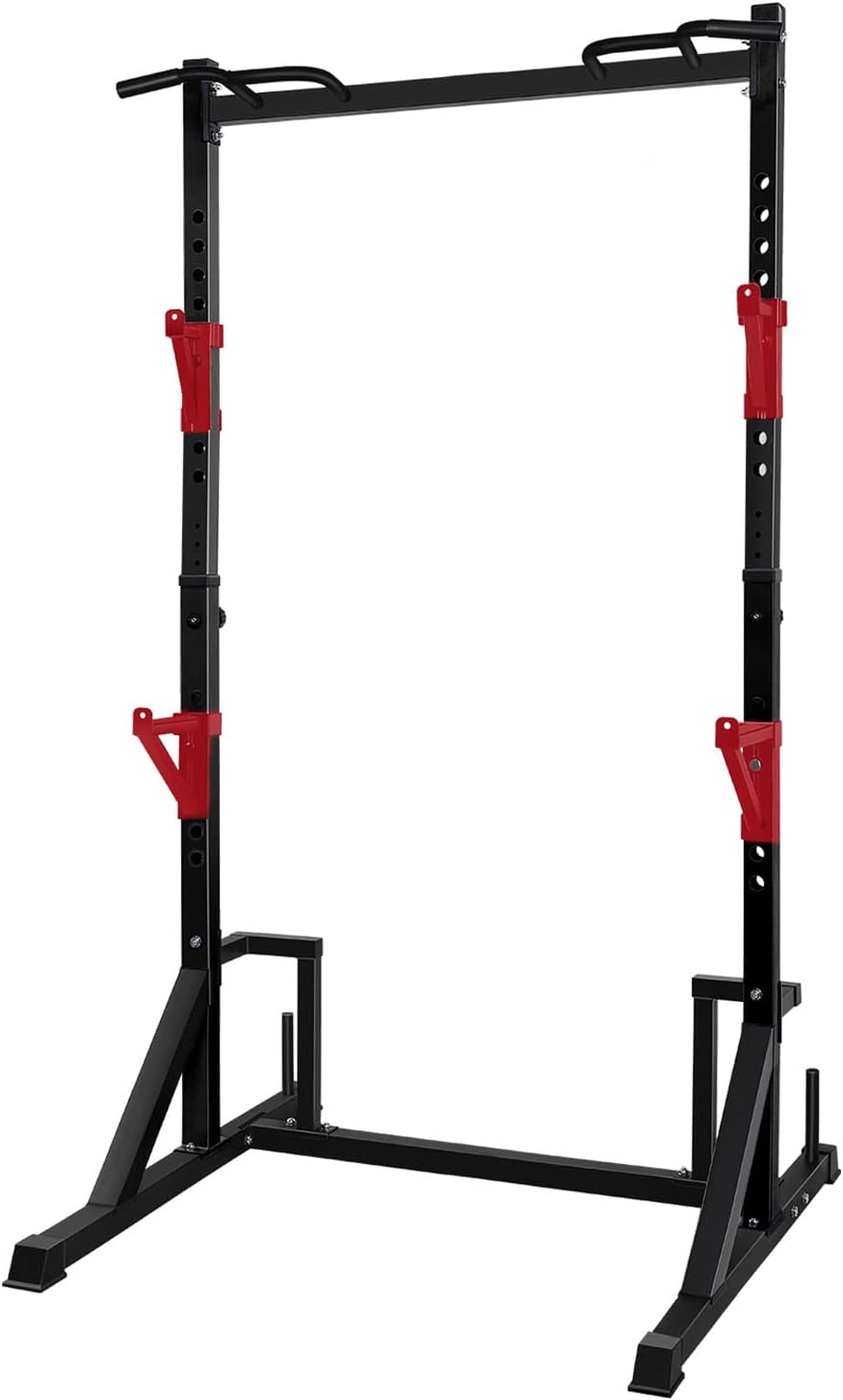Multifunction Power Rack with Pull Up Bar & Adjustable Squat Stand for Home Gym